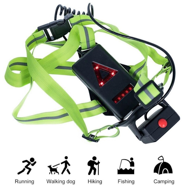 Löparlampa, ultra kraftfull LED-bröstlampa, Uppladdningsbar USB-lampa för bröstet med 3 ljuslägen, Pectoral-lampa med reflexremsor för jogging