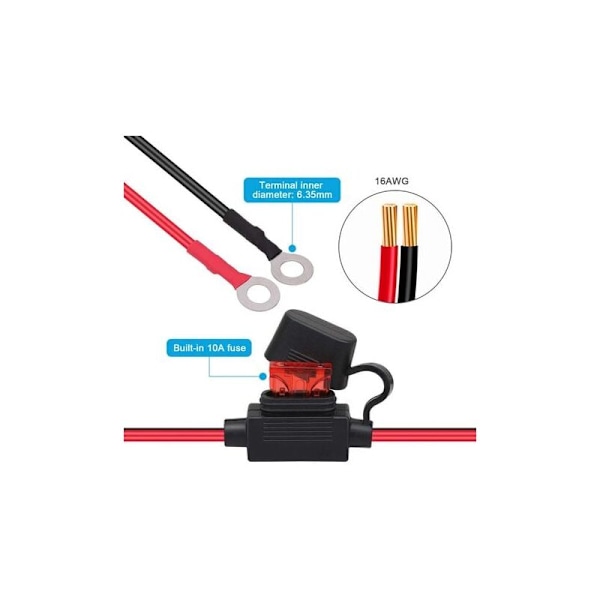 SAE-stik til motorcykelbatterioplader - SAE-ladekabel - Tilsluttes hurtigt til 12V-terminal - Velegnet til opladning af motorcykler, traktor