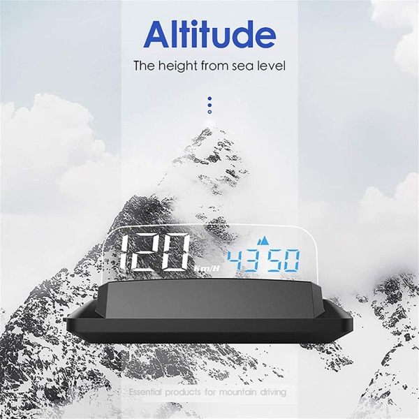 Bil Head Up Display, HUD GPS Multifunktionel Digital Bil Speedometer Smart Gauge KMH/MPH Tid Højde Universal Ur