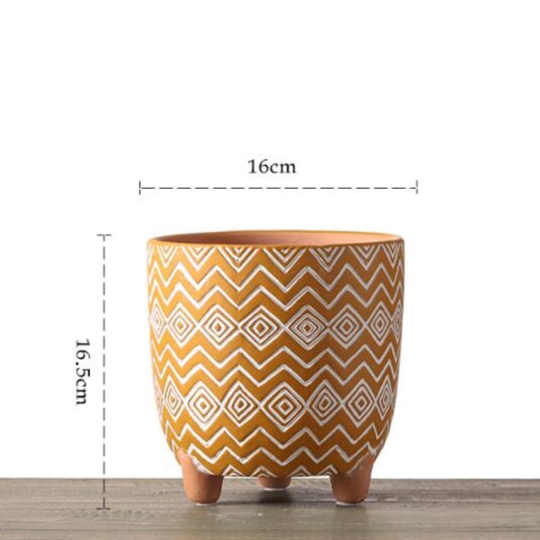 Planter, tråg och balkong Kreativ personlighet geometrisk trebent keramisk blomkruka (naturlig gul stor 16cm)