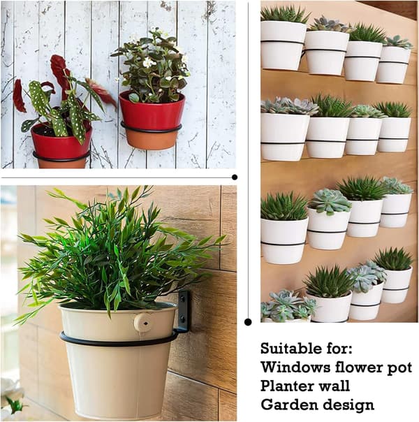 En (6\") Krukväggfäste Planter Clip Ring Fällbar Clip Ring Hållare med Skruvar för Inomhusträdgårdar, Hallar, Inomhusväxter