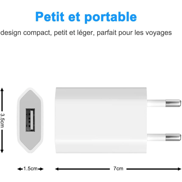 Strøm USB-lader (2 pakker), Ladertips for iphone 8, 8 Plus, 5S