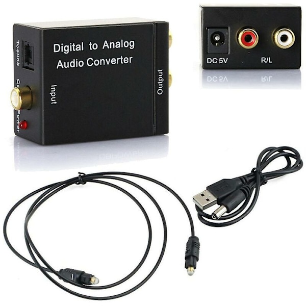 Digital ljudomvandlare till analog koaxial optisk koaxial digital Toslink till analog RCA L/R omvandlare förstärkare adapter