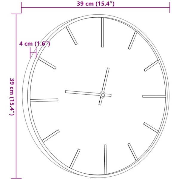 Brun väggklocka Ø39 cm Järn och konstruerat trä