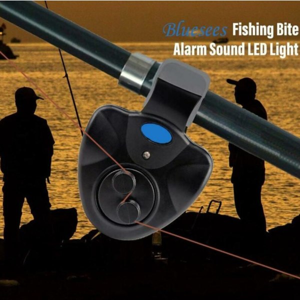 3-pakke elektronisk følsom fiskestangalarm, bittindikator, LED-fiskealarm, bittalarm, klokke, bittindikator
