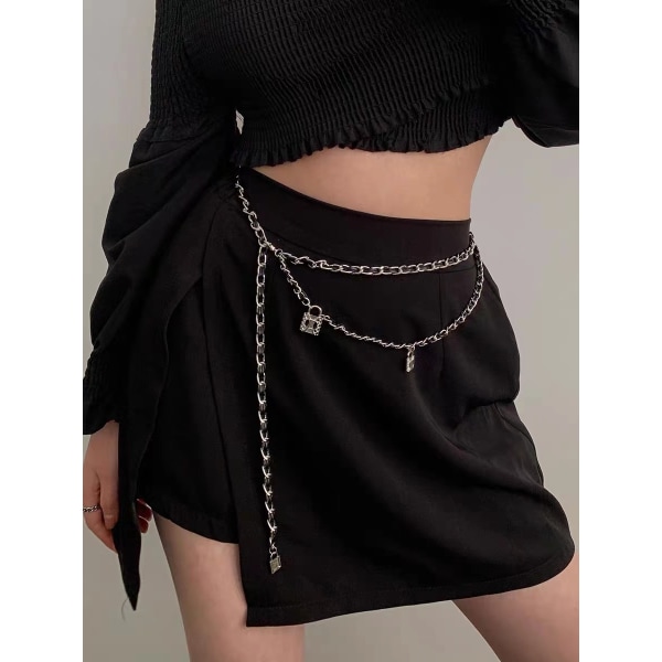 Xiaoxiangfeng taljekæde kvinders high-end tilbehør nederdel alsidig metalvævet kædebælte tynd buksekæde sweaterkæde trendy