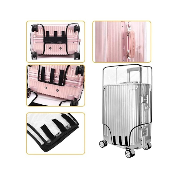 24 tuuman matkalaukun suojus, läpinäkyvä PVC-matkalaukun suojus, pestävä matkalaukun suojus vedenpitävä matkatavaroiden suojus pölytiivis naarmuuntumaton trolley