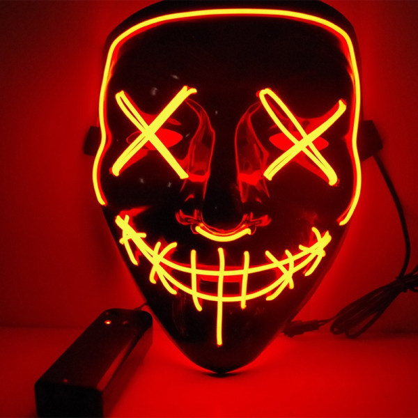 Läskig Halloween-mask, LED-mask Light Up Purge Mask Costume, Scream Anonymous Mask Halloween-dräkt Vuxna barn, Röd