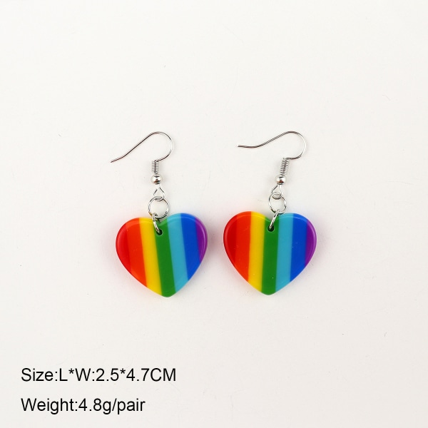 2 par kjærlighetsstjerner hjerte øredobber Rainbow smykker Akryl Stai