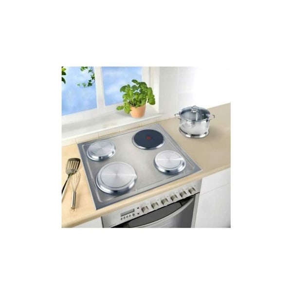 Elektrisk komfyrbeskyttelse, stålplate deksler, Sett med 4, Rustfritt stål, ø16 og 20 cm, matt