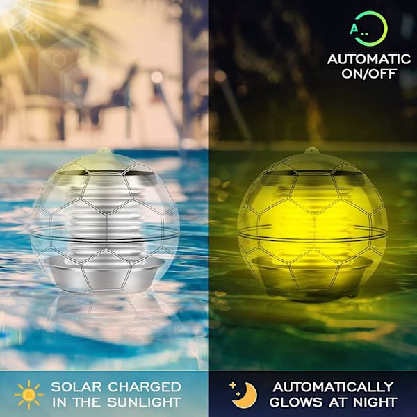 Lampor Pool Ljus Solenergi Flytande Dammlampa med Färgförändrande Vattentät Hängande Ljuskula för Trädgård Pool ABS Plast