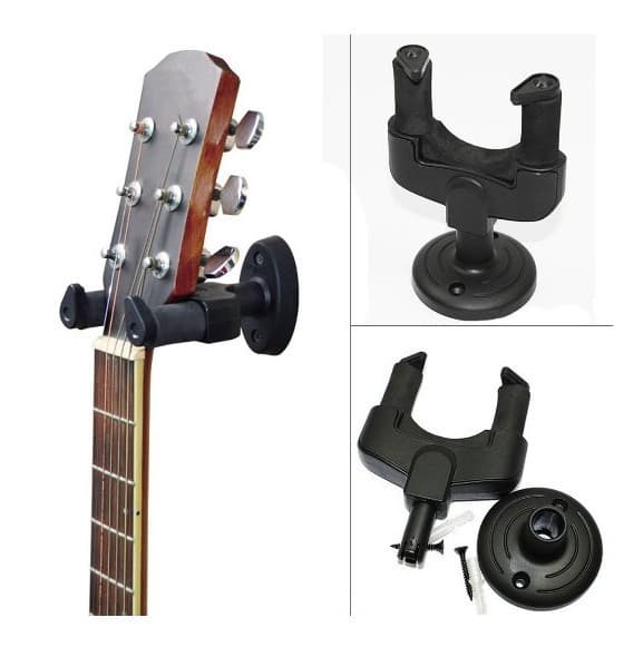 1 st Guitar Väggfäste, Gitarrhängare med Säkerhets Autolås, Auto Grip Systemlås, för Alla Gitarrer, Bas, Banjo,