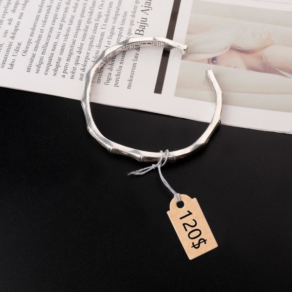 (Brun) 200 stk. Prislapper, 26 x 12mm Kraft Prislapp Klær Prislapp Mini Smykkelapper med Elastisk Tråd for Klær Smykker Display