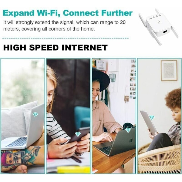 Kraftig WIFI repeater 1200MBPS Extender Dobbelt 5 GHz og 2,4 GHz dobbelt bånd, kompatibel med AP/Router/Bridge