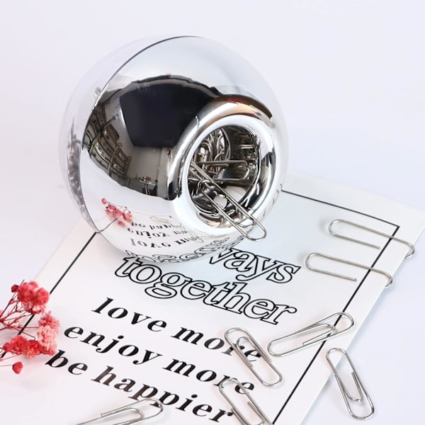 100 st silver pappersklämmor, rund pappersklämmhållare, skrivbordspärmklämmhållare, 28 mm pappersklämmdispenser magnetisk pappersklämmorganisatör planeringstillbehör