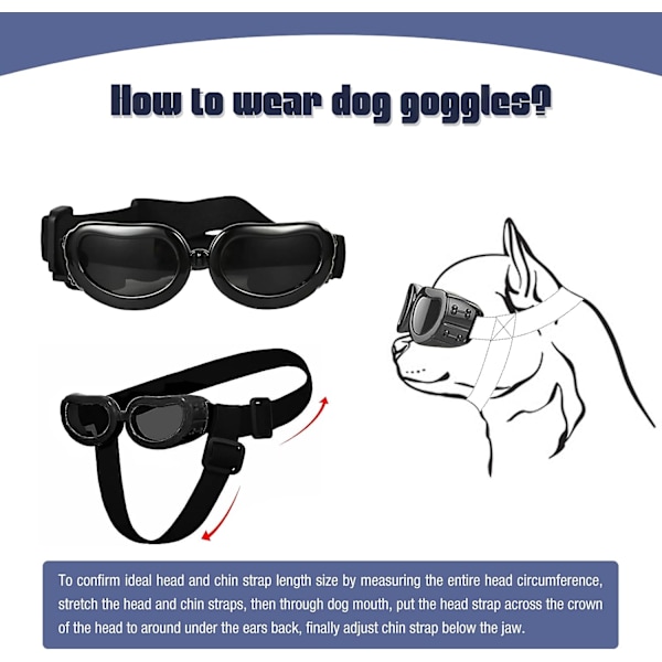 Hunde Goggles Anti-UV Hunde Solbriller, Kæledyr Goggles med Justerbare Remme til Katte Små Hunde-Sort
