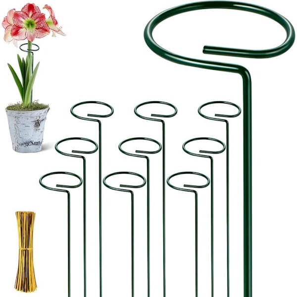 Set med 10 metallväxtstöd, blomstöd för robusta trädgårdsväxter för amaryllis, liljor, pion, vitt papper, orkidéer