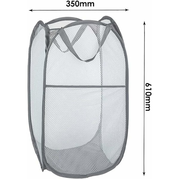 Vasketøjskurv [Sæt med 2] Foldbar linned Pop Up Linned Ricks Dripe Lsen Taske foldbar Vasketøjskurv med håndtag, grå