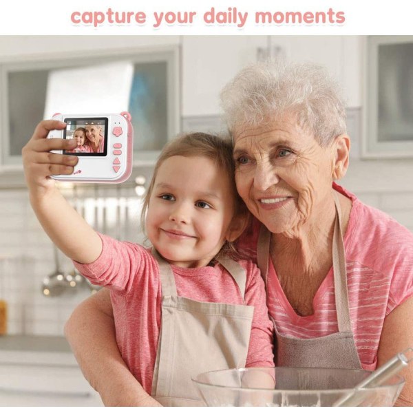 Instant Print Kids Camera 1080P HD digitalt lekekamera med 2,0 tommer