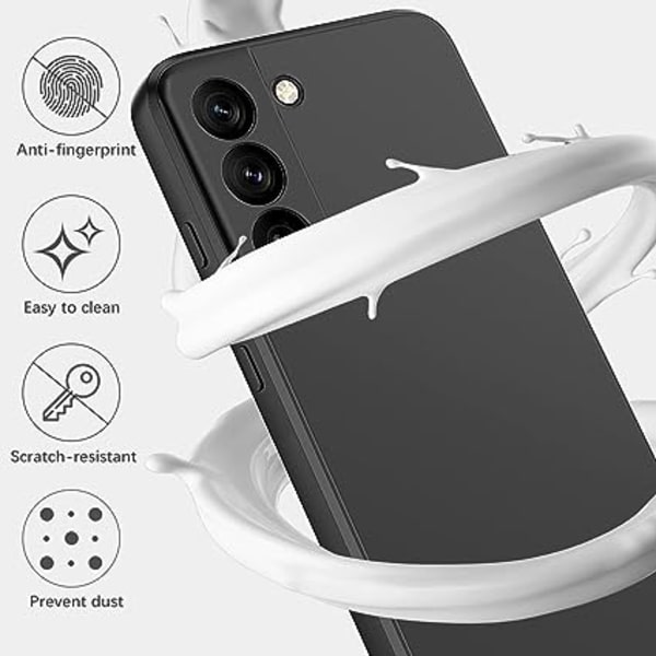 Sort, Kamerabeskyttelsesetui til Samsung Galaxy S22, Samsung S22 5G silikoneetui, stødsikkert beskyttelsescover, slankt, fleksibelt, elegant, høj kvalitet