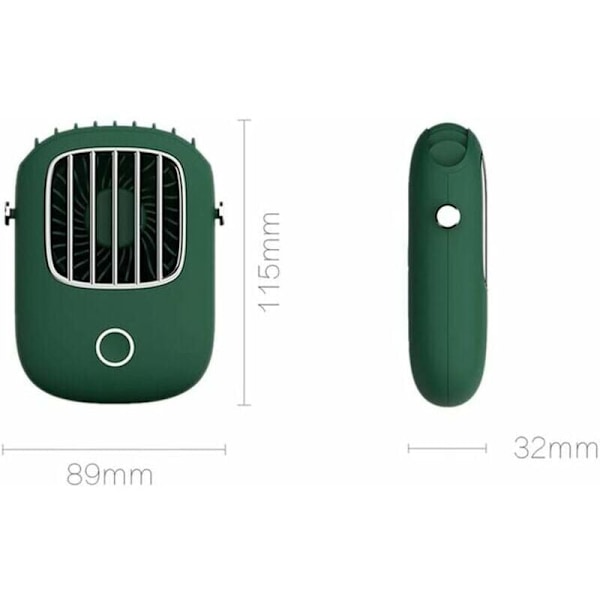 Uppladdningsbar USB grön ficka mini liten hängande fläkt hängande våg lat bärbar sport tyst fläkt