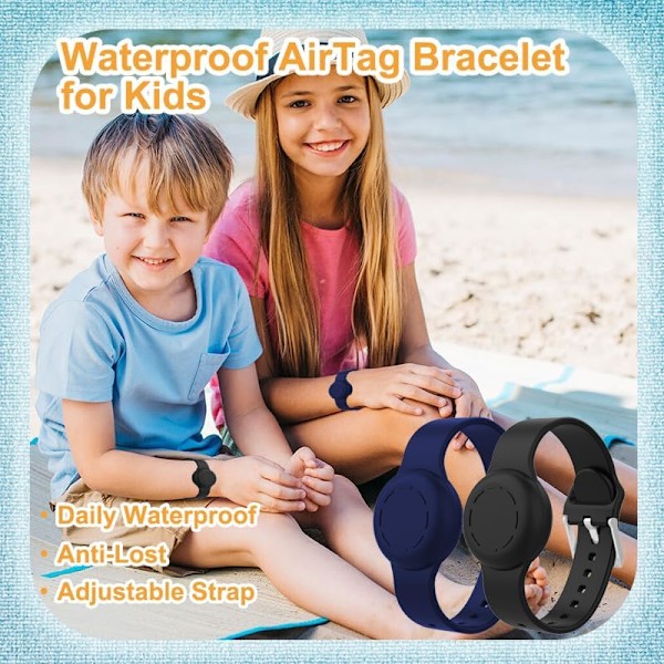 Vanntett AirTag-armbånd for barn, silikondeksel, kompatibel med Apple AirTag-holder, skjult armbåndsdeksel for AirTag GPS-sporingsrem for småbarn