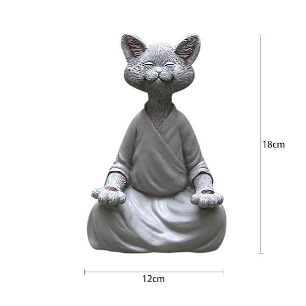 Have Statue Meditation Dyr Meditation Kat Ornament Stor Størrelse Velegnet til Udendørs Have Balkon Dekoration (Grå)
