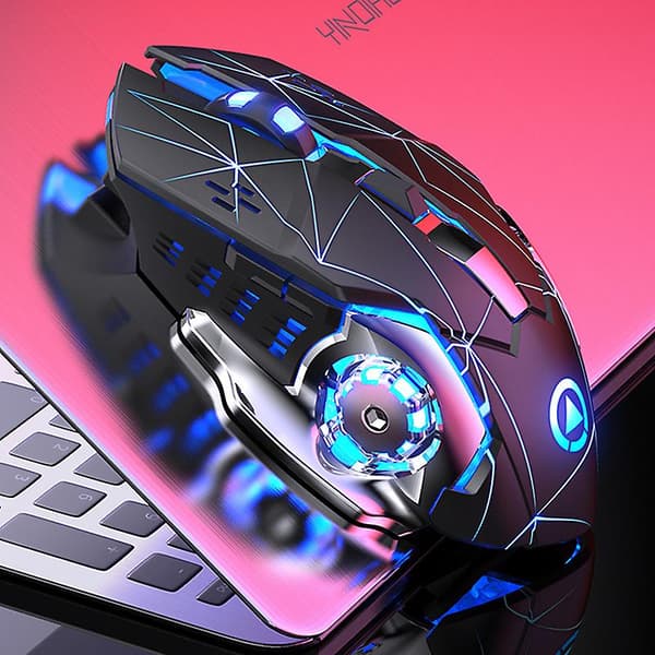 Trådløs Gaming Mus Rgb Baggrundsbelyst, Genopladelig, 6 Programmerbare Knapper Sort