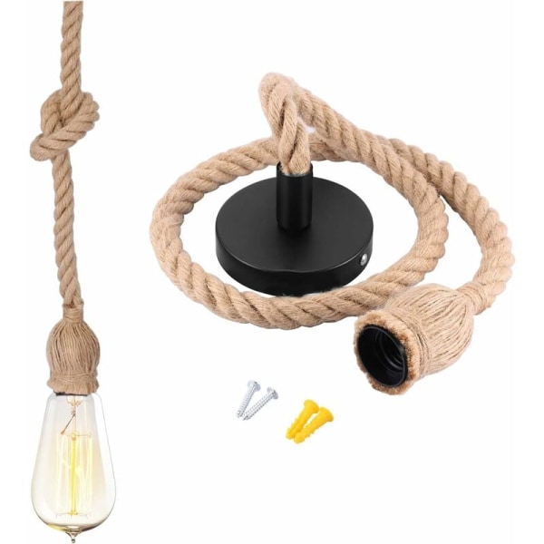 Rope Chandelier, Rope Pendant Light, E27 Rope Pendant Lamp(100Cm), for Dining Room Restaurant Bar Cafe, Do Not Include Bulbs