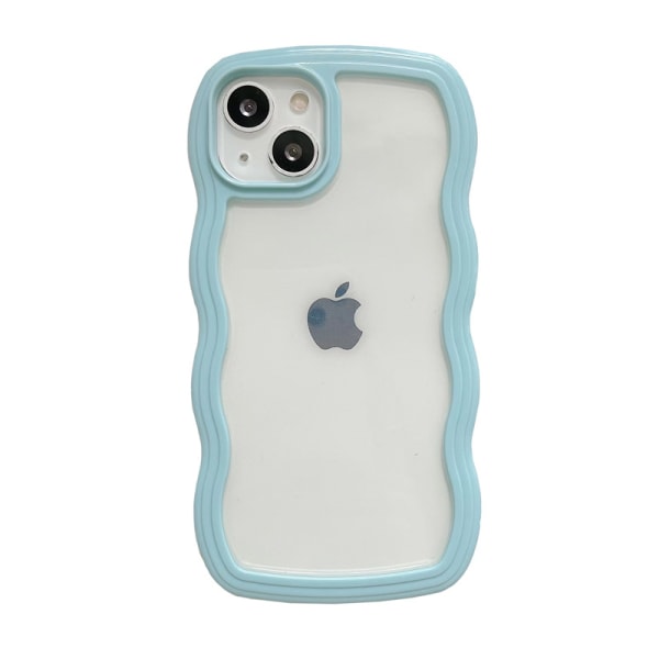 (Blå) iPhone 13- case, Curly Simple Wave Estetics Söt case för kvinnor män, sött genomskinligt phone case, stötsäkert mjukt case f