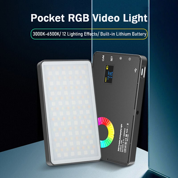 LED LED LED Panel RGB 3000K-8500K med variabel intensitet 12 CRI97 CRI Lyseffekter+ Integrert batteri med Cold Grift Adapter for Vlog Live Stre