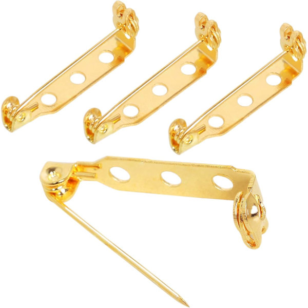 100 stk. broche nåle - sikkerhedsspænde med baglås - 25 mm - guld