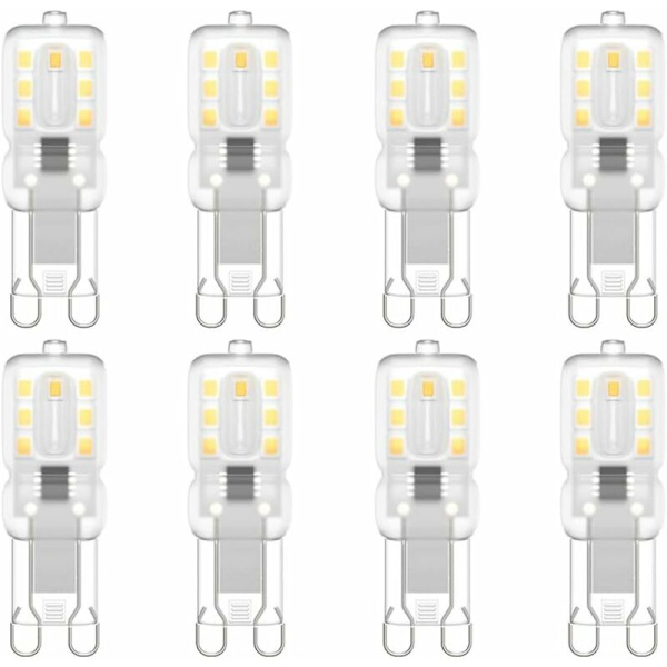 G9 LED-pære, G9 LED 220V Naturlig Hvid 3000K 3W Halogenækvivalent 30W Halogenlys 8-pak