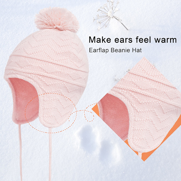 Vintermössa, halsduk och handskset unisex barn vinter varm kabelmössa med pom pom fleecefodrade handskar utomhusaktiviteter för pojkar och flickor 1-3 år