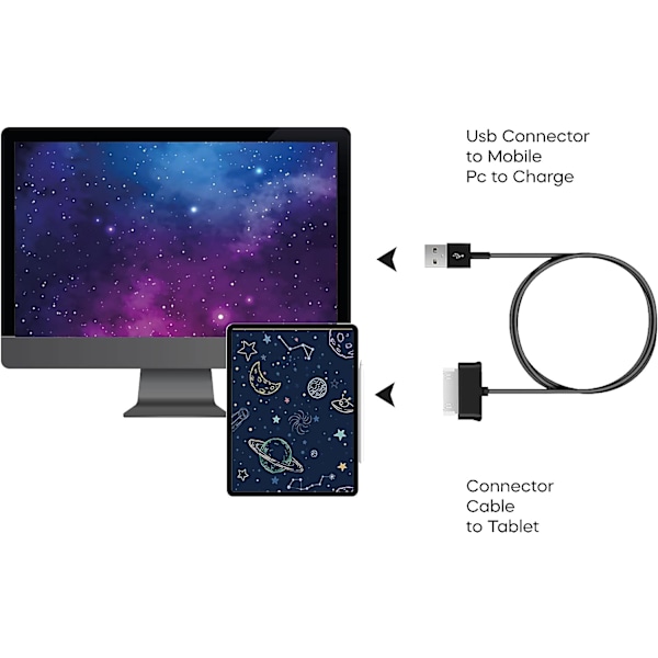 USB-datakabeloplader Datakabel Datasyncronisering Sort til Samsung Galaxy TAB 2 10.1 P1000  7.1 Oplader