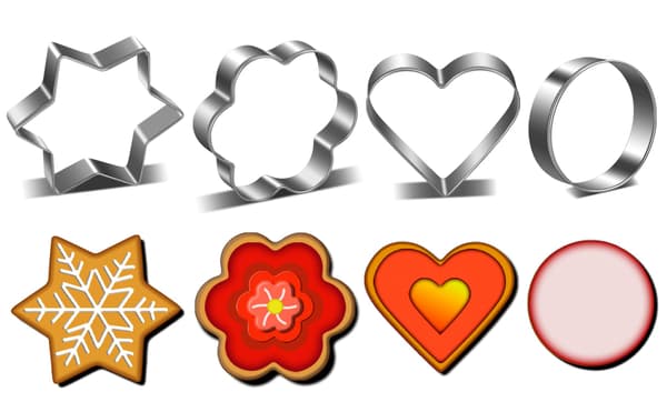 Metall kakeformsett - stjernekutter, rund kutter, hjerteformet liten stjernekutter (12 runde hjerteformede blomsterstjernekutter)