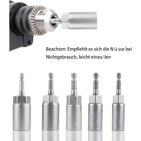 1/4\" 6-19mm Hylsebitsadapter Skrutrekkerbits for Håndsdrill, Elektrisk Skrutrekker, Hylsenøkkel (12 stk)