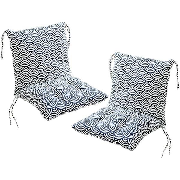 2-delt sædehynder med rygdel, ryghynde med stropper, lav ryghynde (stil 17, 40 x 40 cm)