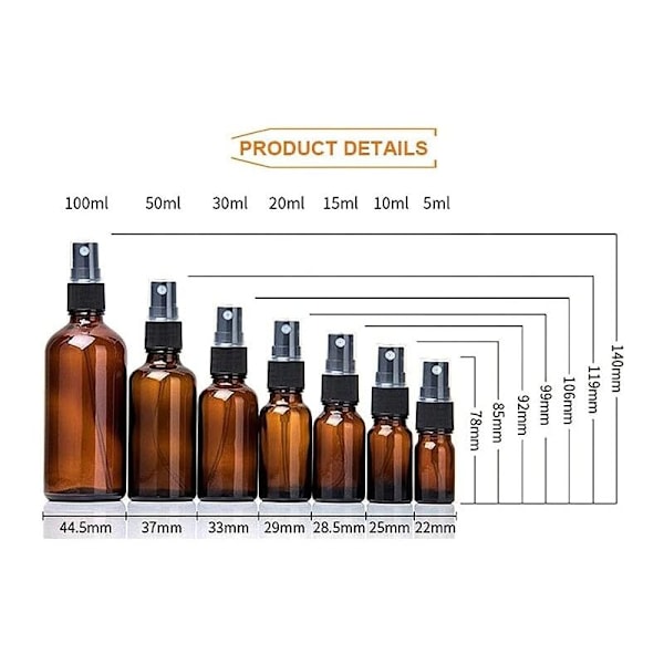 50 ml:n ruskeat lasipullot hienosuihkuttimella ja pölysuojakorkilla, uudelleentäytettävä tyhjä säiliö kosmeettiselle nestesuihkeelle aquati flow -käyttöön
