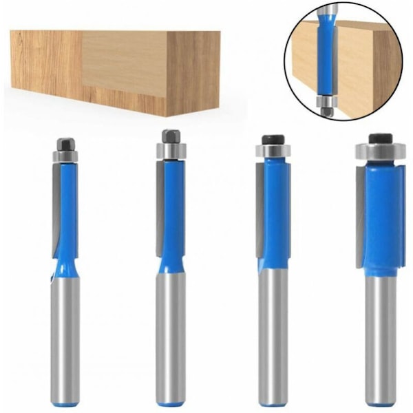 4 stycken jordgubbskopieringsfräsar 8 mm skärande DIY snickerifräsverktyg med övre lager, kantfräs