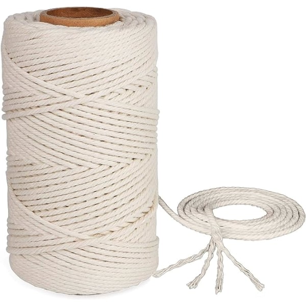 1 mm bomullsrep (off white), 100 meter håndvevd fin bomullstråd, brukt til kunst, DIY-håndverk, håndlagde dekorasjoner og dekorasjoner