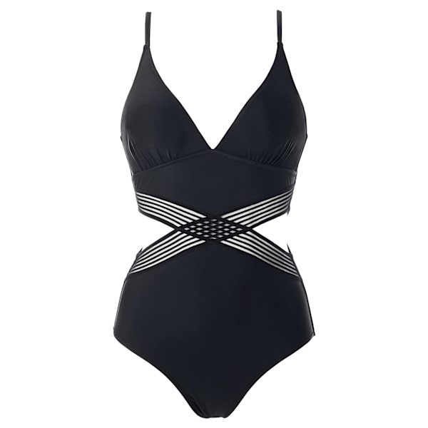Kvinnors Cross Front Cutout One Piece Baddräkt Tummy Control Hög Midja Bikini Baddräkt M
