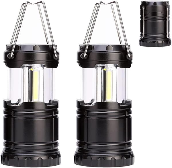 LED Camping Lanterne - Batteridrevet med Foldbart Håndtag | Nødlys til Udendørs Brug & Storme 2-pak