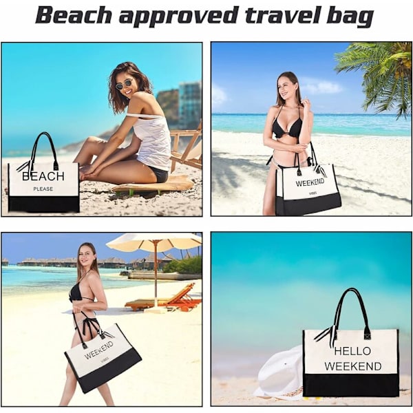 Extra stor sommarstrandväska Tote väskor kvinnor Oversized XL Sandproof dragkedja Handväska Vattentät semester Canvas Monogram Personliga presenter Strand Plea
