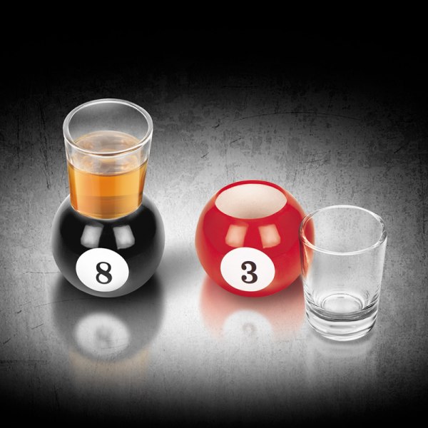 6 Poolbollar Shotglas med Triangelställ Serveringsbricka - Bord Biljard Nyhet Drickspel Rum Hem Bar Set