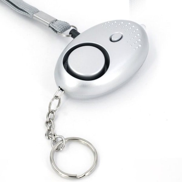 3 turvahälyttimen avaimenperän setti LED-taskulampulla, mini itsepuolustushälytin naisille, lapsille ja yöulkoilijoille, paristot sisältyvät