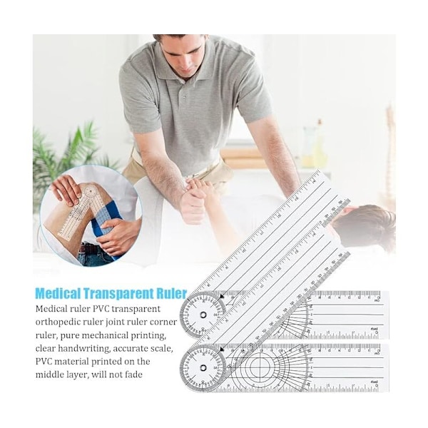 Kini goniometer, 2 st professionell 360 graders multi-rullad vinkel 14 tum medicinsk ryggrad