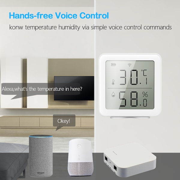 WiFi Termometer Hygrometer, Smart Fugtighed Temperatur Sensor med App Notifikationsalarm, Hurtig Respons og Hjemme Fugtighedssensor