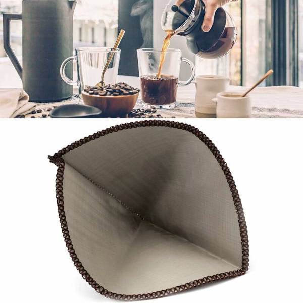 Hæld over kaffe stål kaffefilter uden drypfri papir på kegle kaffefilter kaffemaskine 1-2 kopper til kopper, krus, karafler, filterholdere