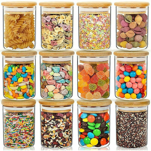 Glasopbevaringskrukke i hermetisk glas, d til hermetisk opbevaring, kan indeholde alle slags korn, te, snacks, tørrede frugter osv.